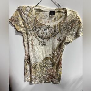 #3037-Daytrip Multicolor Paisley Short Sleeve Top